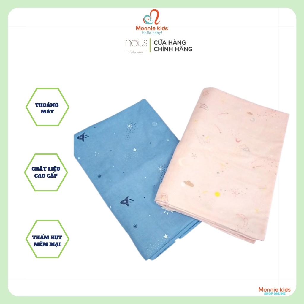Khăn tắm xô cho bé NOUS NU 1m2x1m2, khăn xô đa năng thấm hút thoáng mát cho trẻ - Monnie Kids