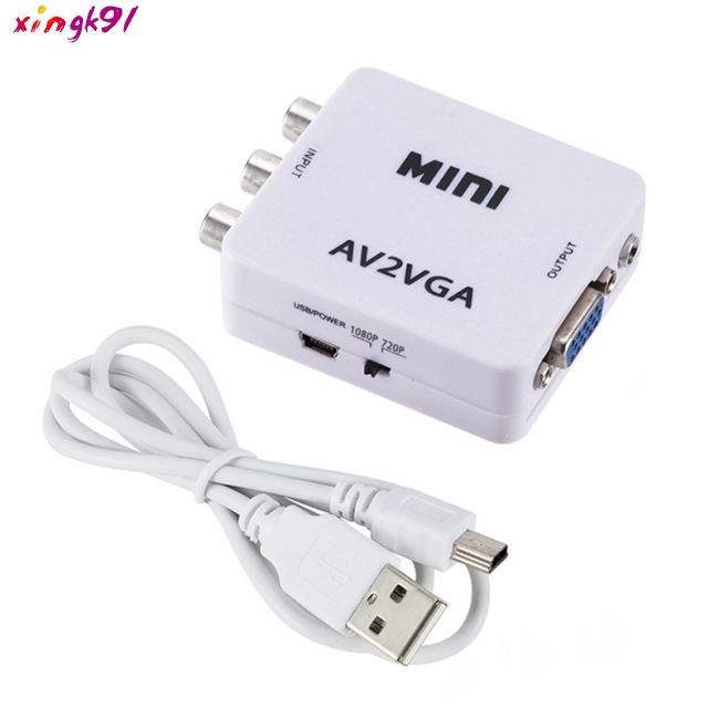 Mini HD AV2VGA Video Converter Convertor Box AV RCA CVBS to VGA Video Converter Conversor with to