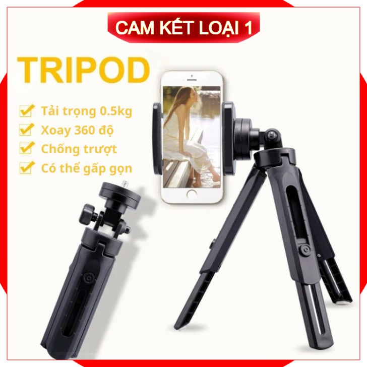 [Chính hãng] Tripod mini 3 chân kiêm giá đỡ cho smartphone xoay 360 độ bằng nhựa + hợp kim nhôm cao cấp | BigBuy360 - bigbuy360.vn