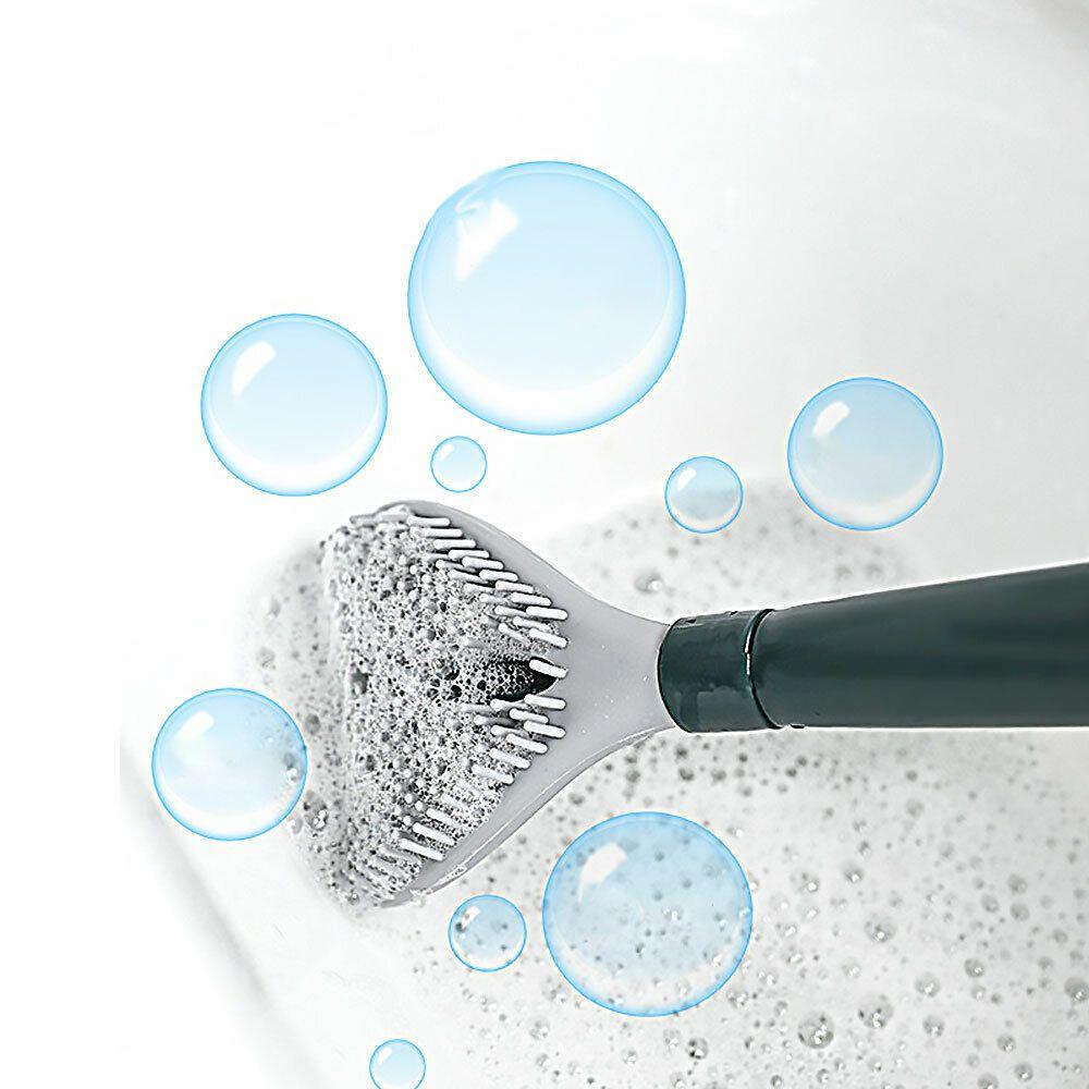 Bàn Chải Chà Toilet Cán Dài Bằng Silicone