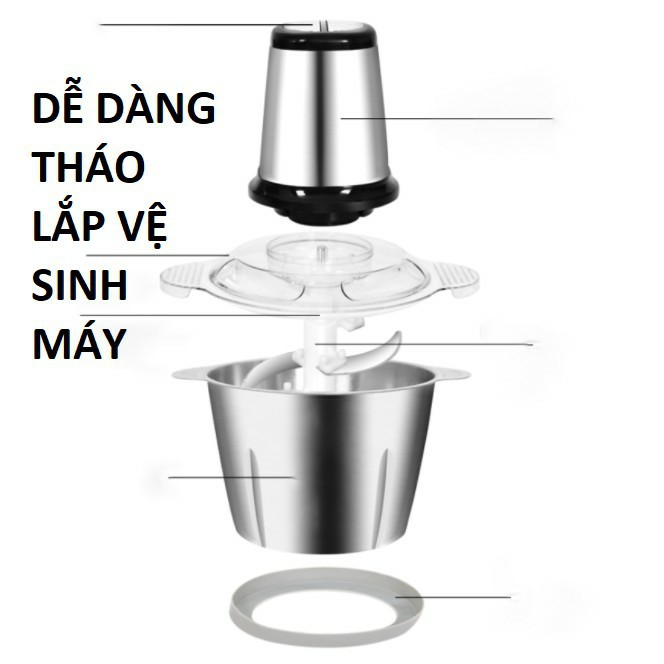 [SALE20%] Máy Xay Thịt💖Máy xay sinh tố cầm tay Cối Inox 4 Lưỡi Đa Năng,Công suất 300W xay thịt, tỏi ớt, rau củ quả BH 6T