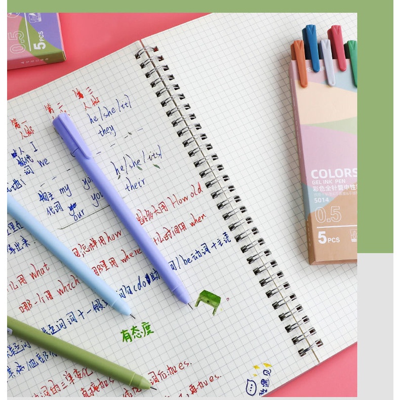 Set 5 bút bi nhiều màu sắc ngòi 0.5mm