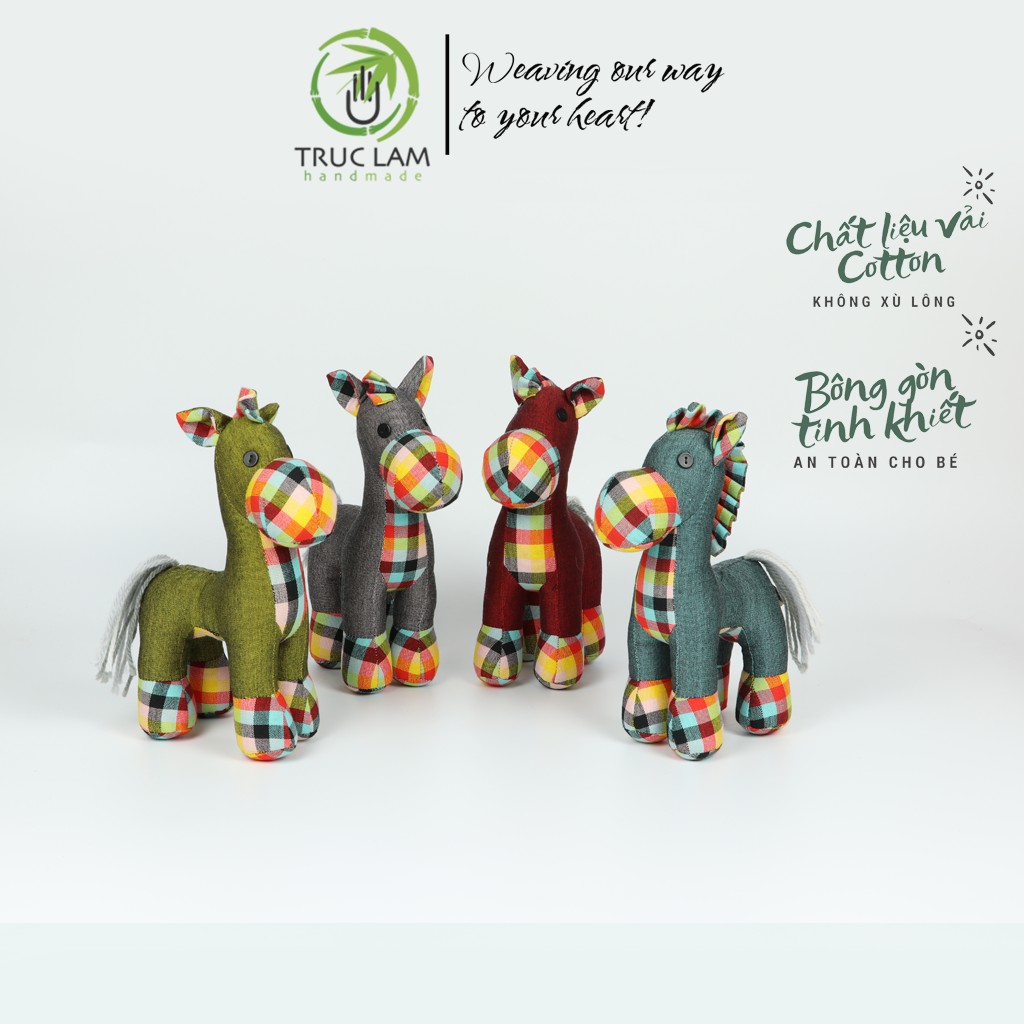 Đồ Chơi Cho Bé Thú Nhồi Bông Hình Con Ngựa Vải Dệt Tay Bông Gòn Cao Cấp - Trúc Lâm Handmade.