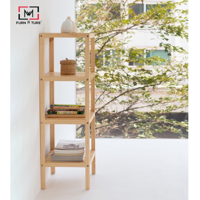 Kệ gỗ trang trí lắp ráp đa năng hình vuông 4 tầng thương hiệu MW FURNITURE - Nội thất trang trí