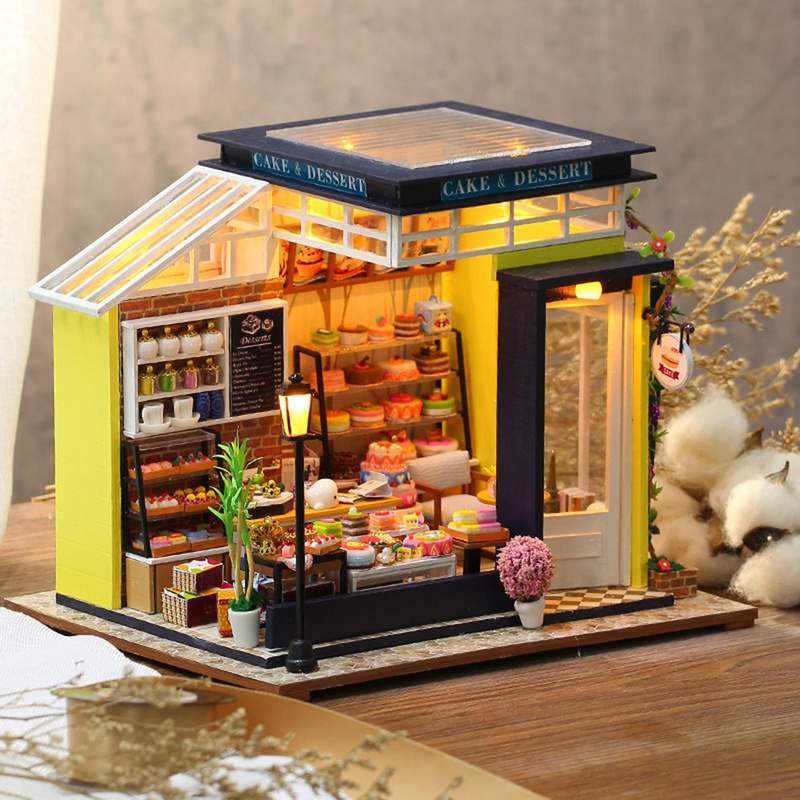 【Còn hàng】 Cửa hàng làm bánh DollHouse thu nhỏ Bộ đồ chơi giáo dục tưởng tượng Món quà lãng mạn
