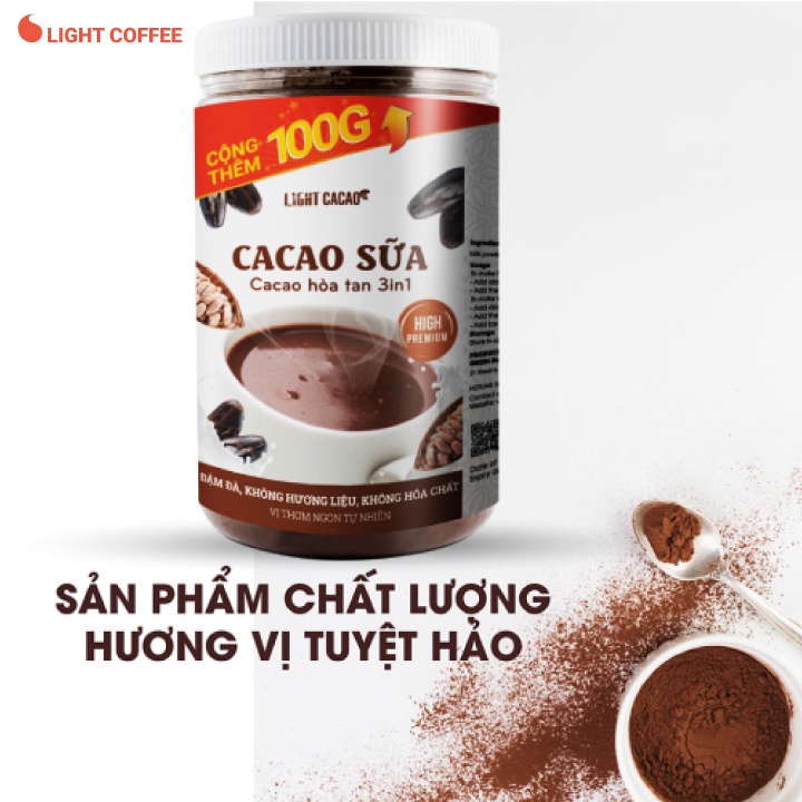[Mã BMBAU50 giảm 7% đơn 99K] Cacao sữa hòa tan 3in1 Light Coffee, hũ 650g vị đậm đà, không hương liệu