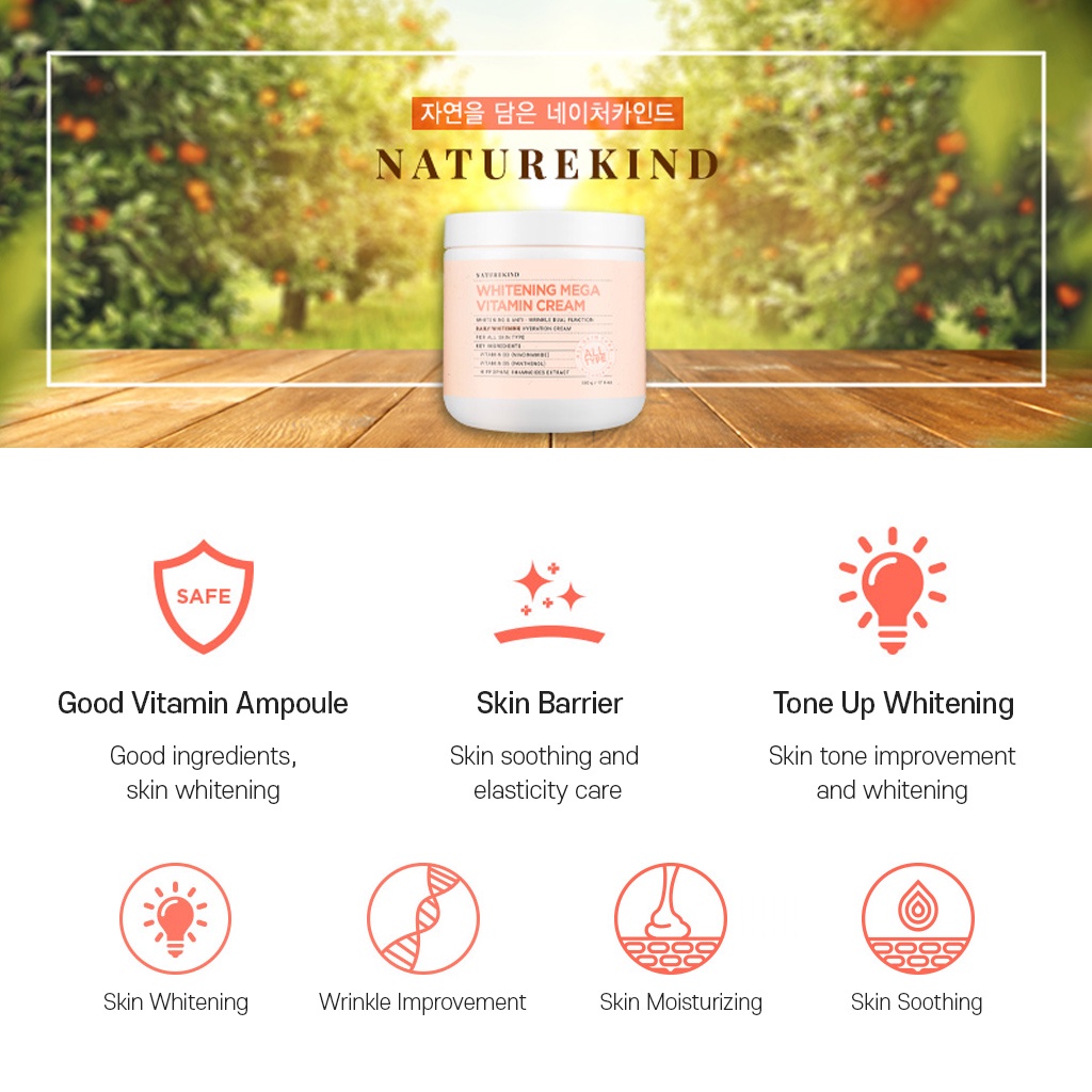 Kem Dưỡng Trắng Da Chứa Vitamin Naturekind 500g