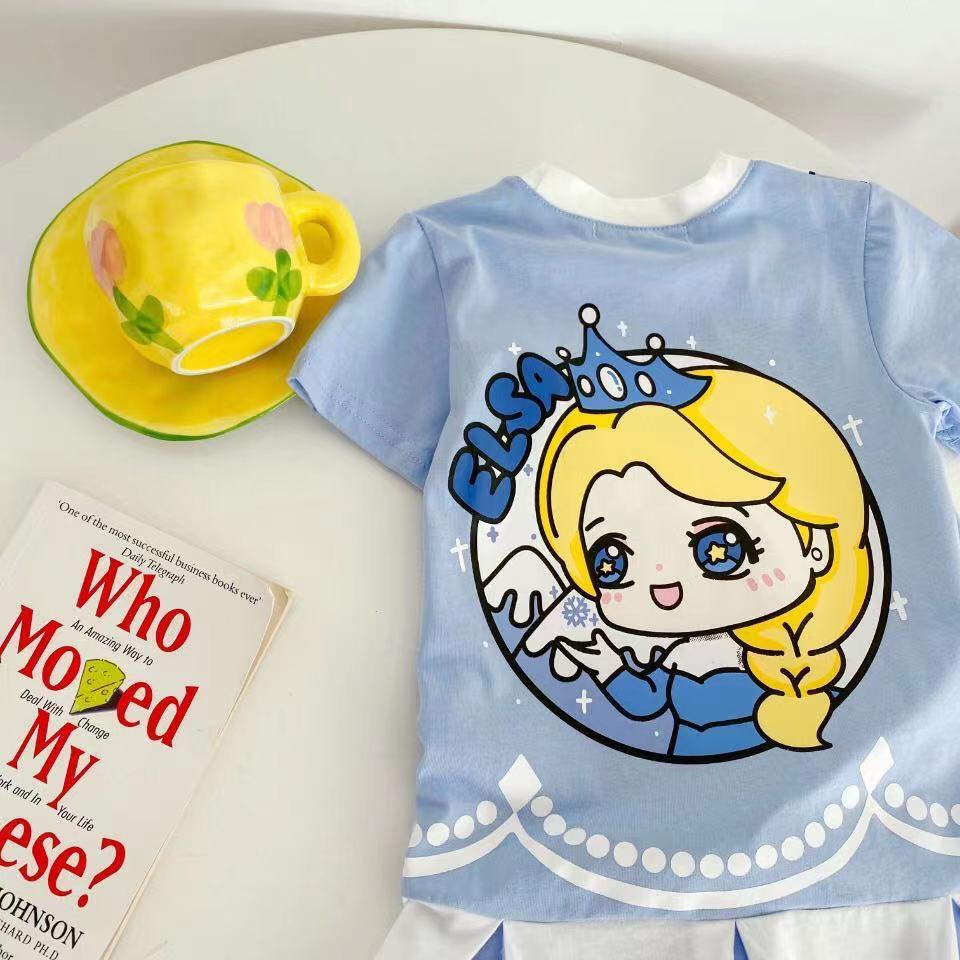 Đầm Thun Tay Ngắn In Họa Tiết Hoạt Hình Đáng Yêu Thời Trang Hè 2022 Cho Bé Gái