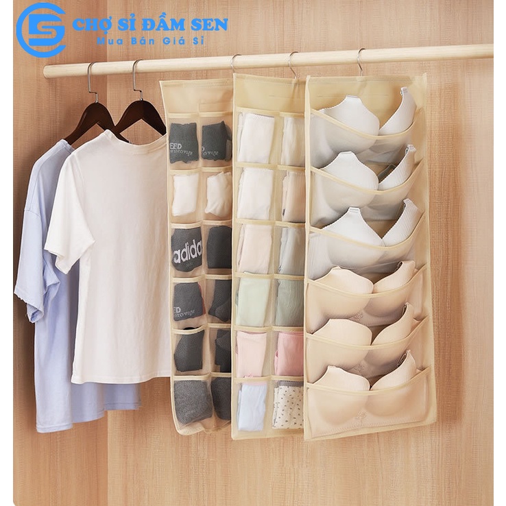 Túi lưới treo đựng đồ 2 mặt nhiều ngăn, túi đựng đồ cá nhân thông minh tiện ích G389-TuiLuoi-30N