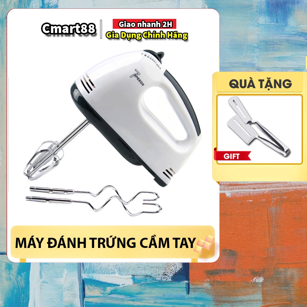 Máy đánh trứng cầm tay chính hãng SCARLETT 7 cấp độ công suất 260W - Thép bền bỉ, Tặng kèm kẹp thức ăn inox tiện lợi