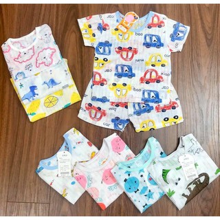 Bộ cotton giấy cộc tay cho bé trai/ bé gái ( mẫu cài vai)