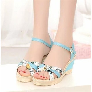 Giày sandal đế độn pha màu 128