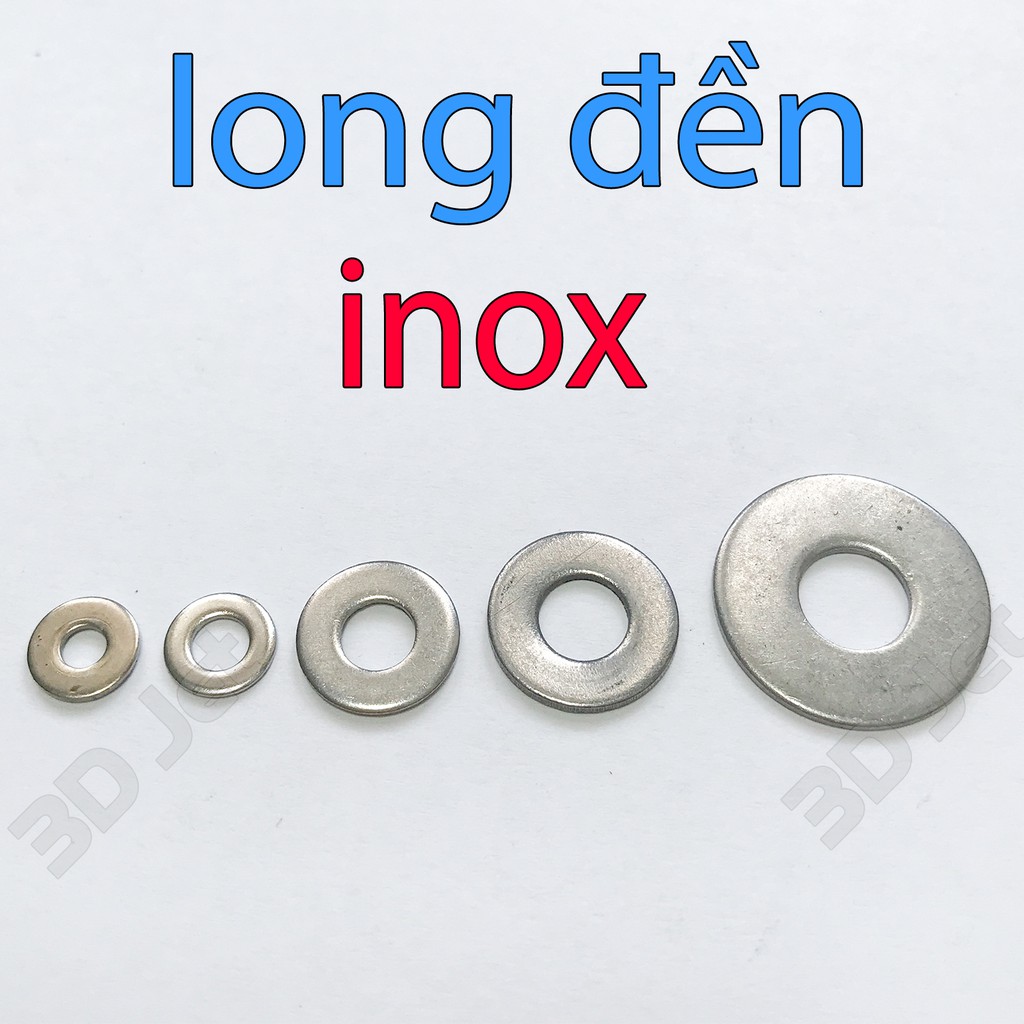 20 Long đền INOX 3mm 4mm 5mm 6mm 8mm