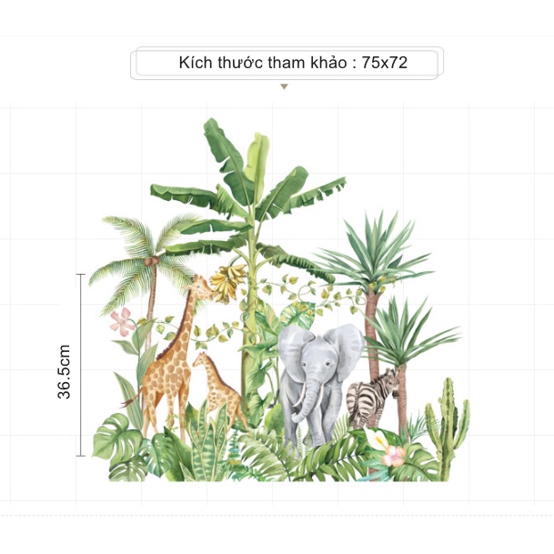 Decal trang trí tường - Thú rừng đang ăn