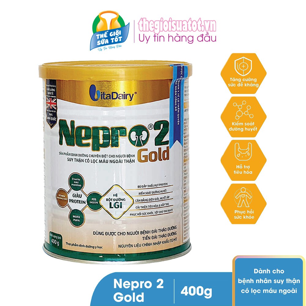 Sữa Nepro 2 Gold Dành cho người bệnh thận có lọc máu ngoài thận - Kl:400g