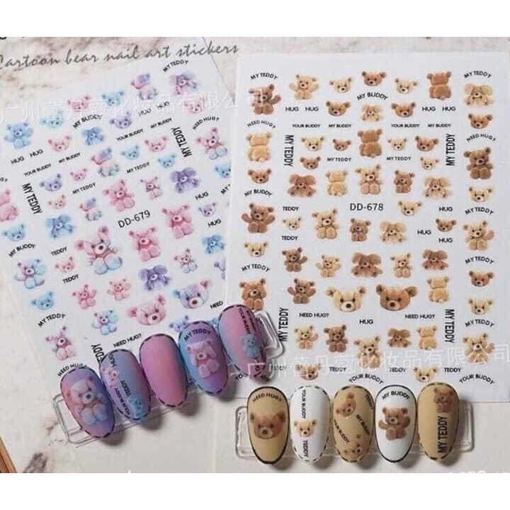 Sticker dán móng chủ đề GẤU