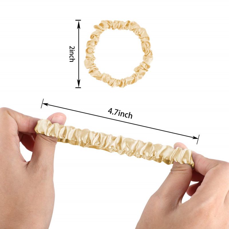 Set 20 Dây Buộc Tóc Co Giãn Bằng Lụa Satin Màu Trơn Kiểu Pháp Thanh Lịch Cho Nữ