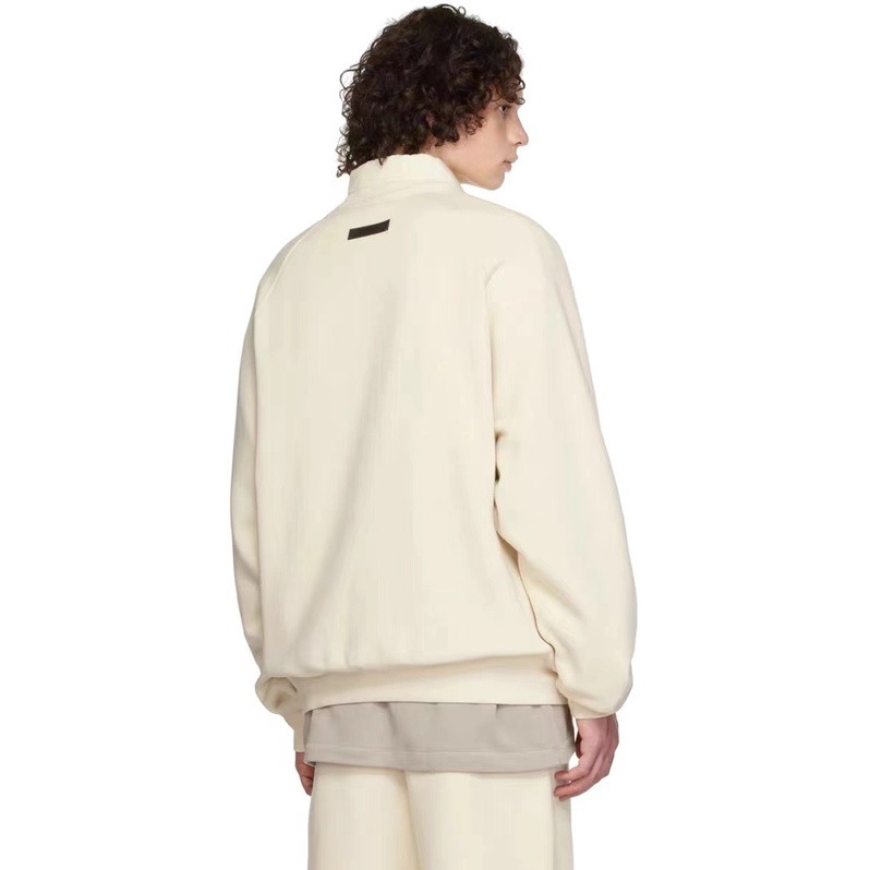 FOG FEAR OF GOD DOUBLE TRACK ESSENTIALS 22FW FLOCKED PRINT HIGH STREET PLUNGED CREW NECK Sweater