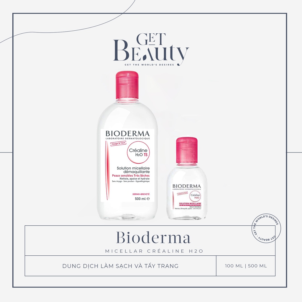 HỒNG | DUNG DỊCH LÀM SẠCH VÀ TẨY TRANG CÔNG NGHỆ MICELLAR BIODERMA CRÉALINE H2O - 100ML | 500ML | BigBuy360 - bigbuy360.vn