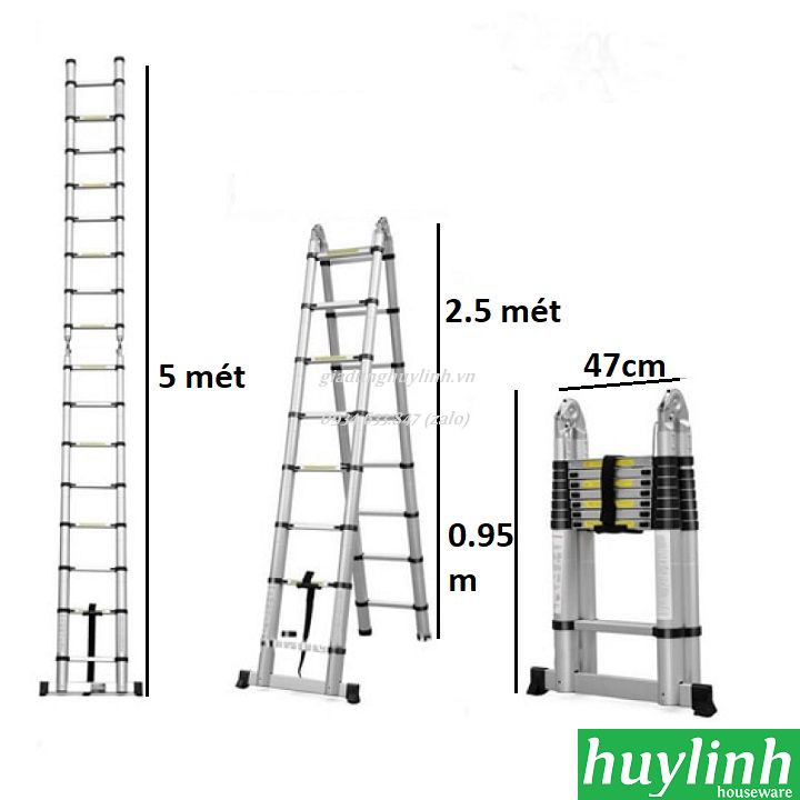 Thang nhôm rút đôi chữ A Nikita AI50 - 5 mét