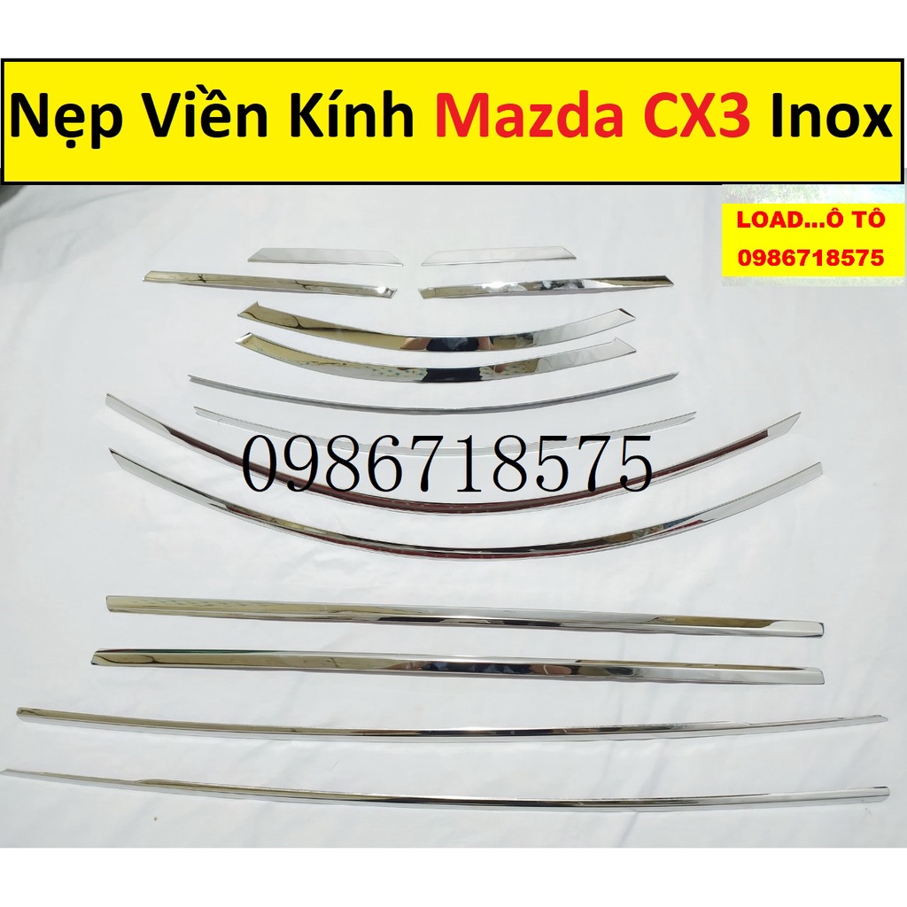 Ốp Nẹp Viền Chân Kính Cong Kính Mazda CX3 2023-2021 Mẫu Inox Cao Cấp