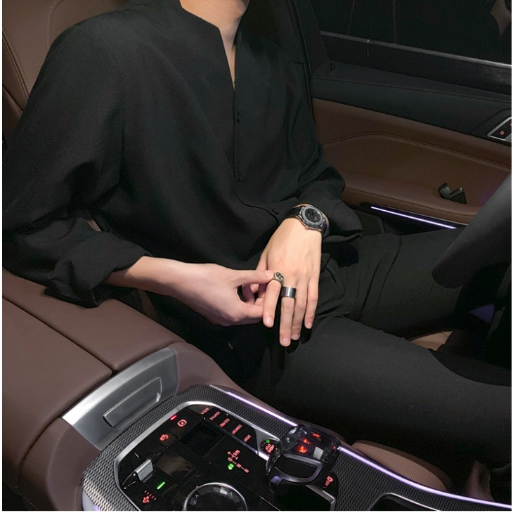 Áo sơ mi nam form rộng phong cách unisex thời trang trơn thời trang hàn quốc  nam bông bigsize áo nam đẹp Tốt -bạn trai không có đường phố nổi tiếng fengsi wen'yi