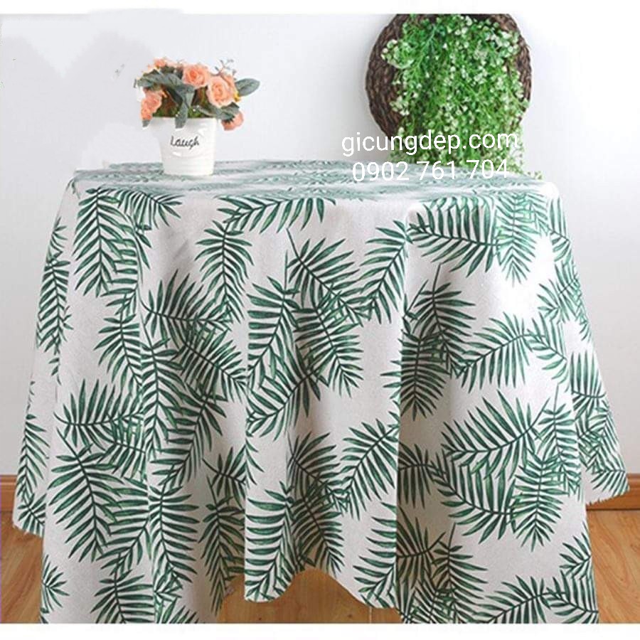Khăn trải bàn vải canvas lá kép