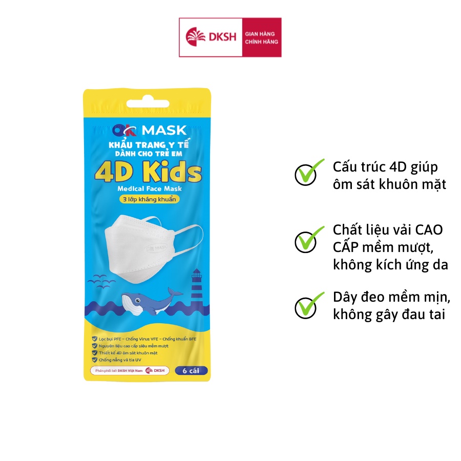 Khẩu Trang Y Tế Kháng Khuẩn Cao Cấp OK Mask 4D Kid