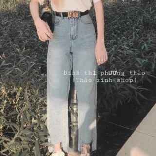[Rẻ vô địch] Quần baggy jean lai rách vuông mã 421, hình thật mẫu mặc