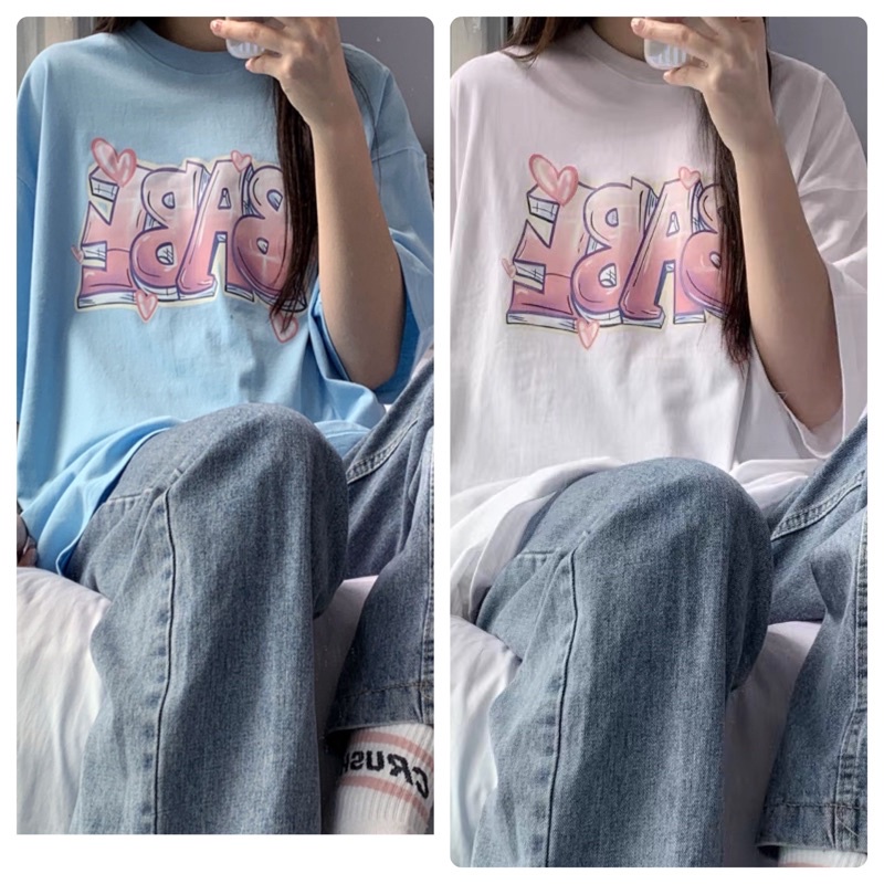 Áo thun cotton tay lỡ dáng rộng unisex babe freesize 38-65kg