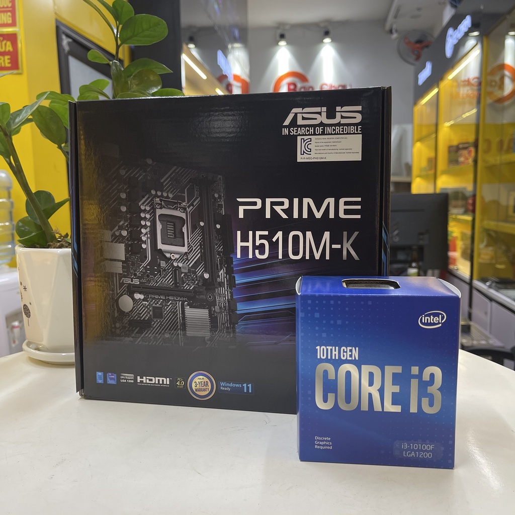 Combo Main Chip Ram (chính hãng full box) ASUS H510M-K + CPU i310100F + Ram 8GB 2666Mhz