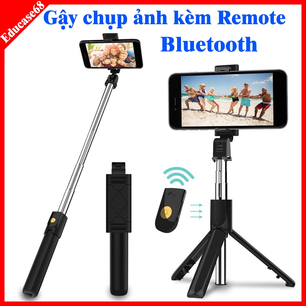 Gậy Chụp Ảnh K07 Bluetooth Selfie, Điều Khiển từ xa remote, Gậy tự sướng 3 chân đa năng, Educase68