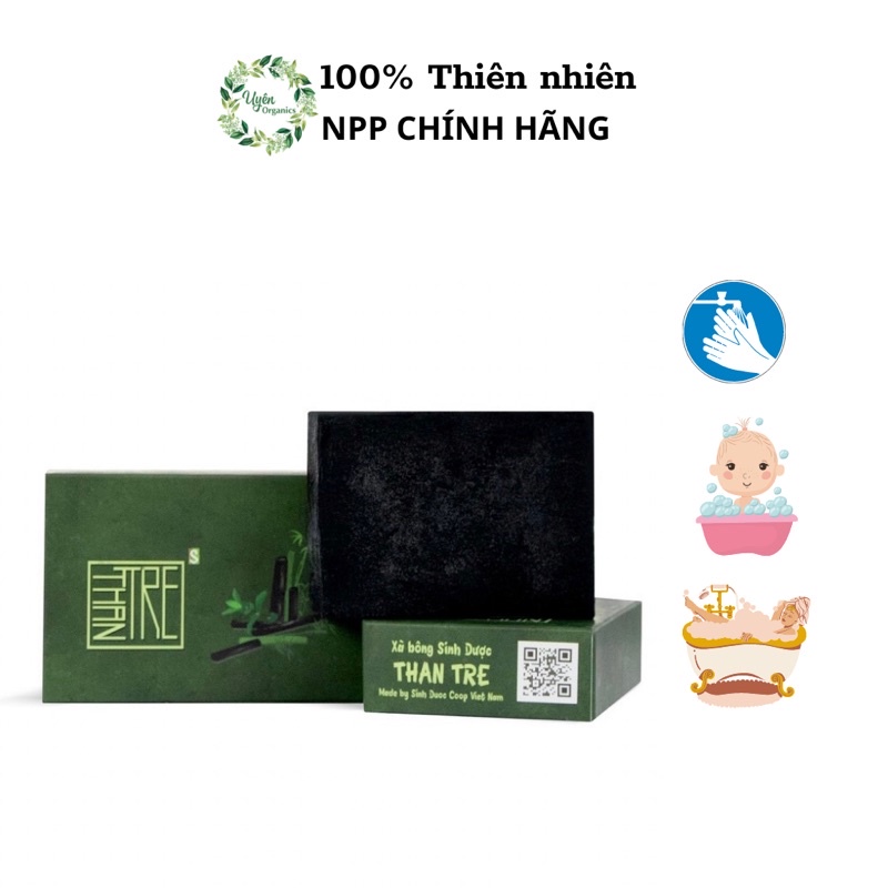 SINH DƯỢC Xà phòng xà bông than tre thiên nhiên hữu cơ organics handmade tẩy tế bào chết bạc hà sảng khoái mát lạnh