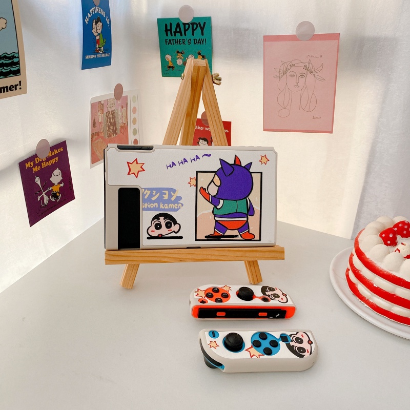 Vỏ bọc tay cầm điều khiển chơi game Nintendo Switch bằng da silicon hình hoạt hình dễ thương