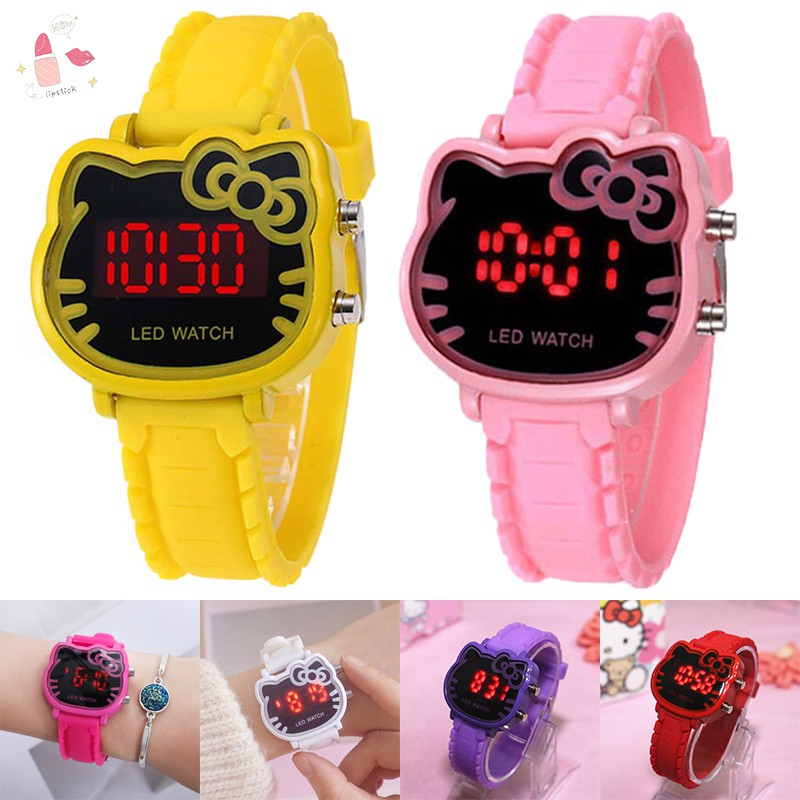 Đồng Hồ Điện Tử Đa Năng Chống Nước Hình Hello Kitty Cho Bé Gái