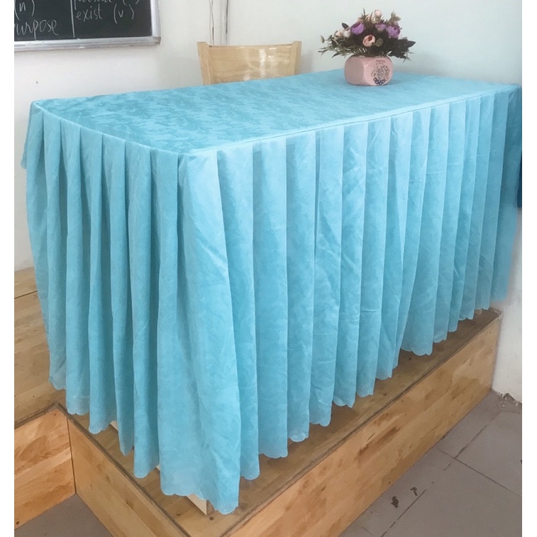Khăn trải giáo viên bàn xếp ly 69x120cm cao 70cm Lan thái màu Thạch