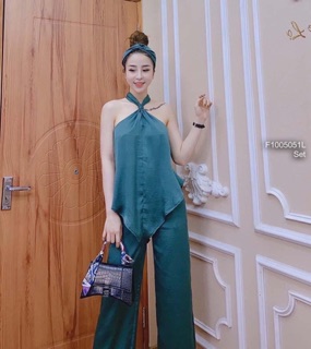 Set bộ lụa áo cổ yếm
