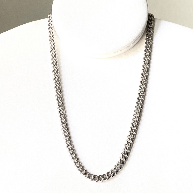 Vòng cổ thép titan không gỉ hình dáng dây xích Cuban Unisex phong cách Hiphop Cá Tính dành cho nam nữ