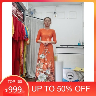 Áo dài truyền thống in 3d lụa