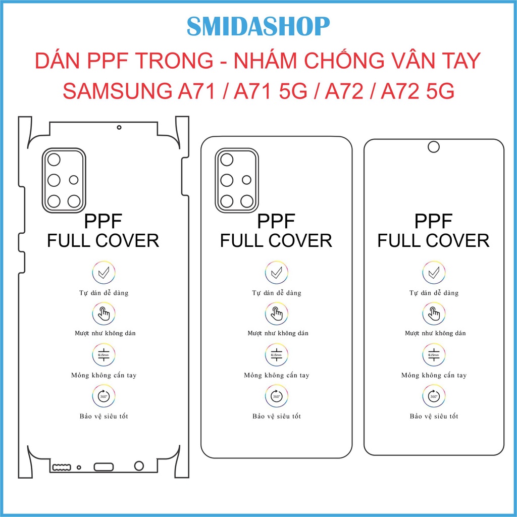 Dán PPF Samsung A71,A71 5G,A72,A72 5G tặng cường lực camera