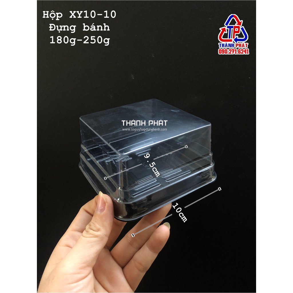 50 Hộp nhựa vuông XY10-10 đựng bánh trung thu 180g -200g- 250g