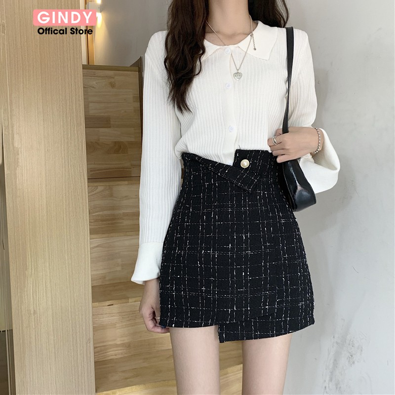 Chân Váy ngắn GINDY cúc lệch thời trang phong cách trẻ trung hàng thiết kế V20004 | BigBuy360 - bigbuy360.vn