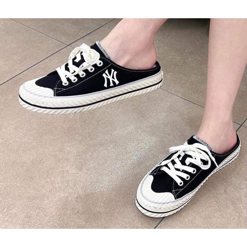 Giày đạp gót MLB đen basic bản mới