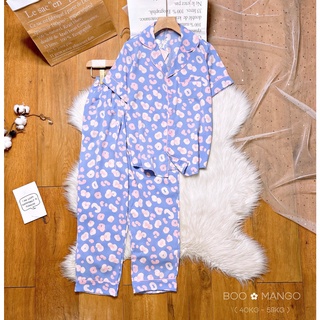 (ĐÙI + TNQD + TAY DÀI) ĐỒ BỘ LỤA MANGO BOO BOO MẪU BEO SIÊU HOT (40-58KG)