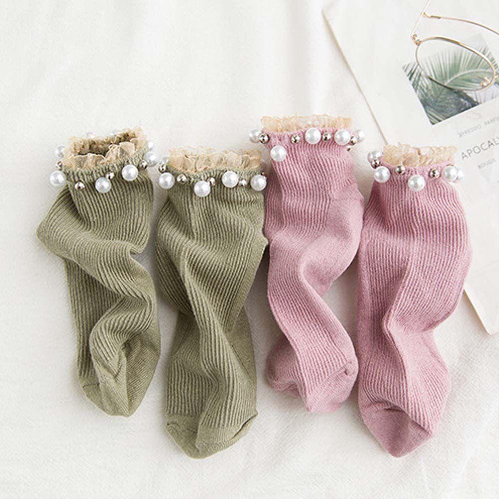 Vớ Thuyền Màu Trơn Phối Ren Thoáng Khí Dễ Thương