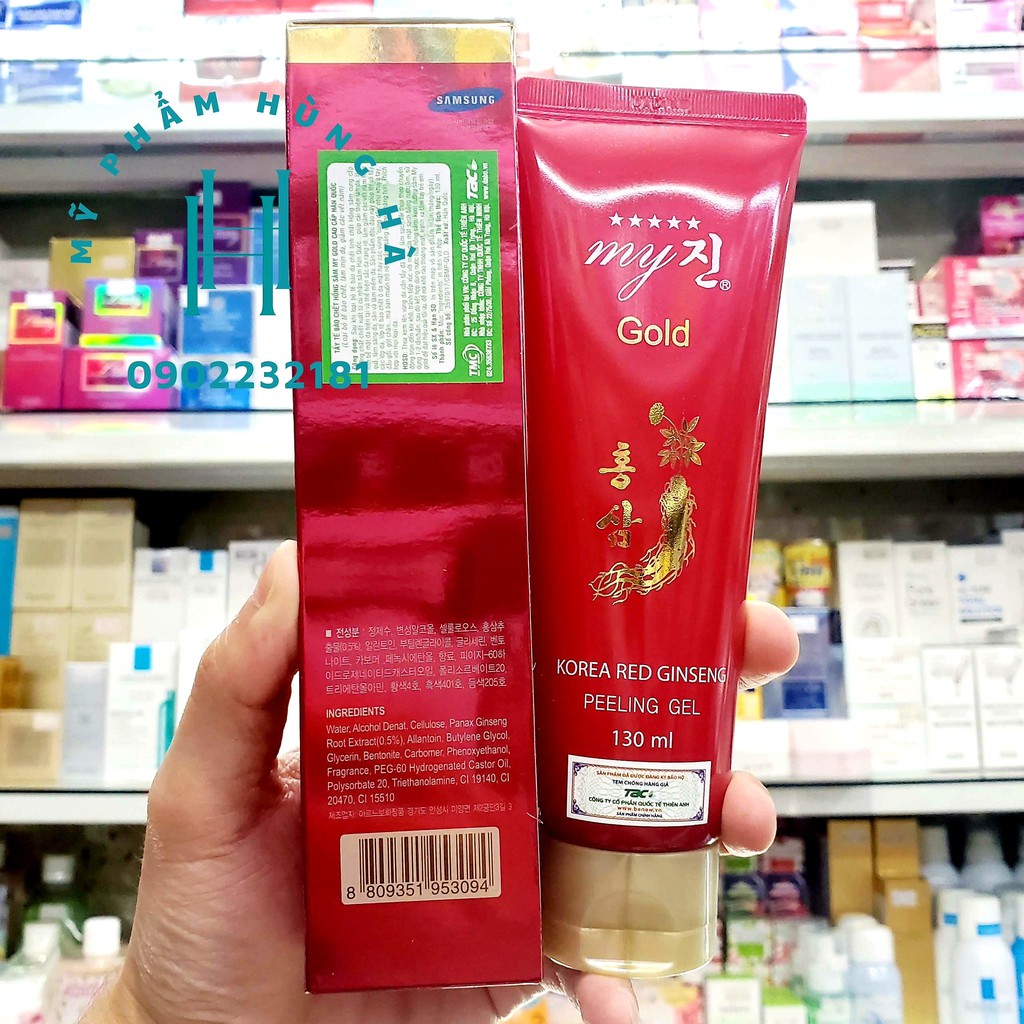 Gel tẩy tế bào chết Dabo, tẩy tế bào hồng sâm cao cấp Dabo My Gold Korea Red Ginseng Peeling Gel 130ml