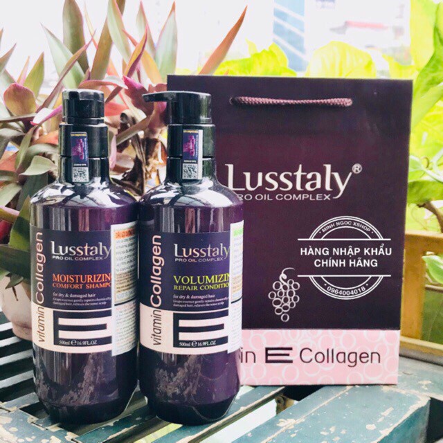 HOTDầu Gội Xả Lusstaly vitamin E dưỡng ẩm phục hồi tóc chống rụng tăng phồng  cặp gội xả lustaly vitamin e  500ml - 800m