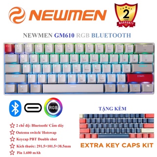 Mua Bàn phím cơ không dây Newmen GM610 led RGB/ Bluetooth / dây USB type C rời - Hàng chính hãng