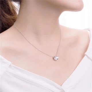 Dây chuyền bạc đính nụ đá nhân tạo cao cấp phong cách ngọt ngào nữ tính - Vòng cổ style Hàn duyên dáng