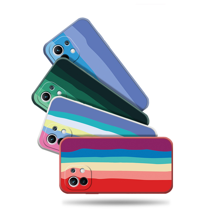 Ốp lưng Rainbow da viền chống va đập Xiaomi Mi 11 10 Pro 9 8 POCO X3 GT F2 Pro